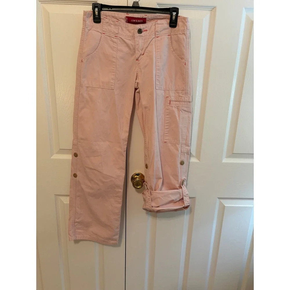 Levis Low Slouch Cargo Pants Womens Small Pink Cotton Utility Relaxed Trousers